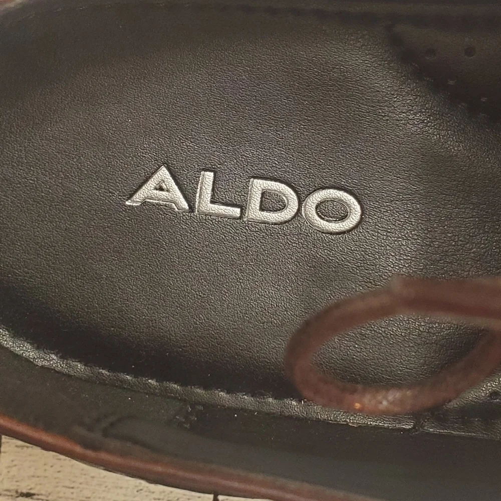 Aldo Men's Dark Brown Leather Wingtip Fratisekflex Oxford shoe Size 8 #4‎